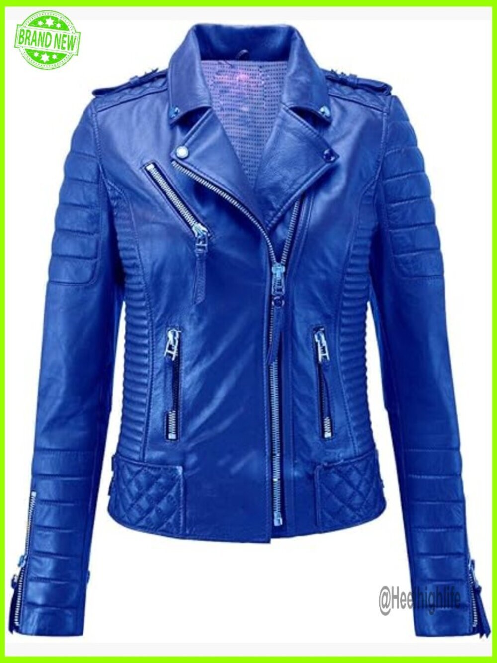 Lambskin Leather Bomber Jacket Motorcycle Biker Style Slim Fit
